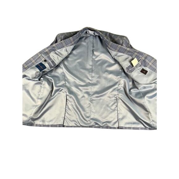 Roberto Rosso Blue Plaid Blazer 46R Italian Wool Poly Sport Coat Modena Filarte - Picture 3 of 12